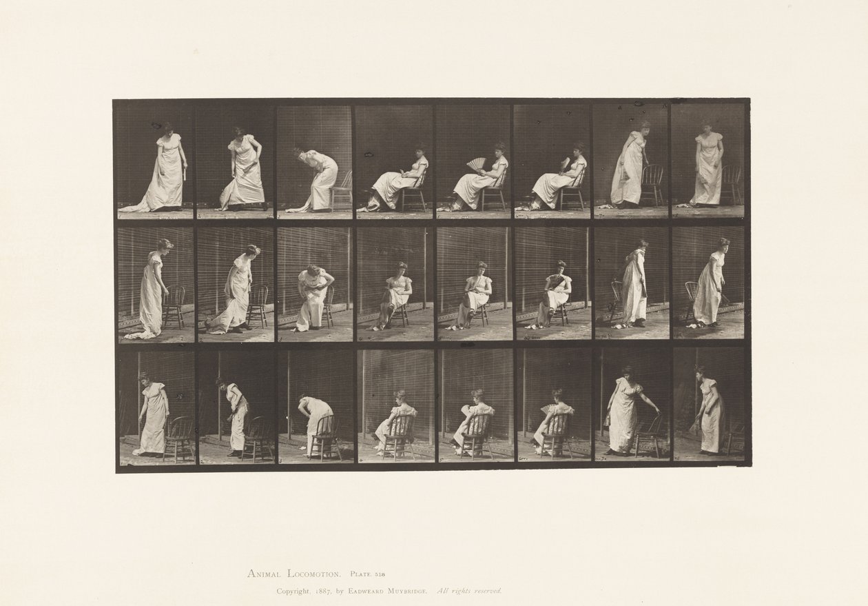Talíř 518. Sedí, vstává atd., 1885 od Eadweard Muybridge