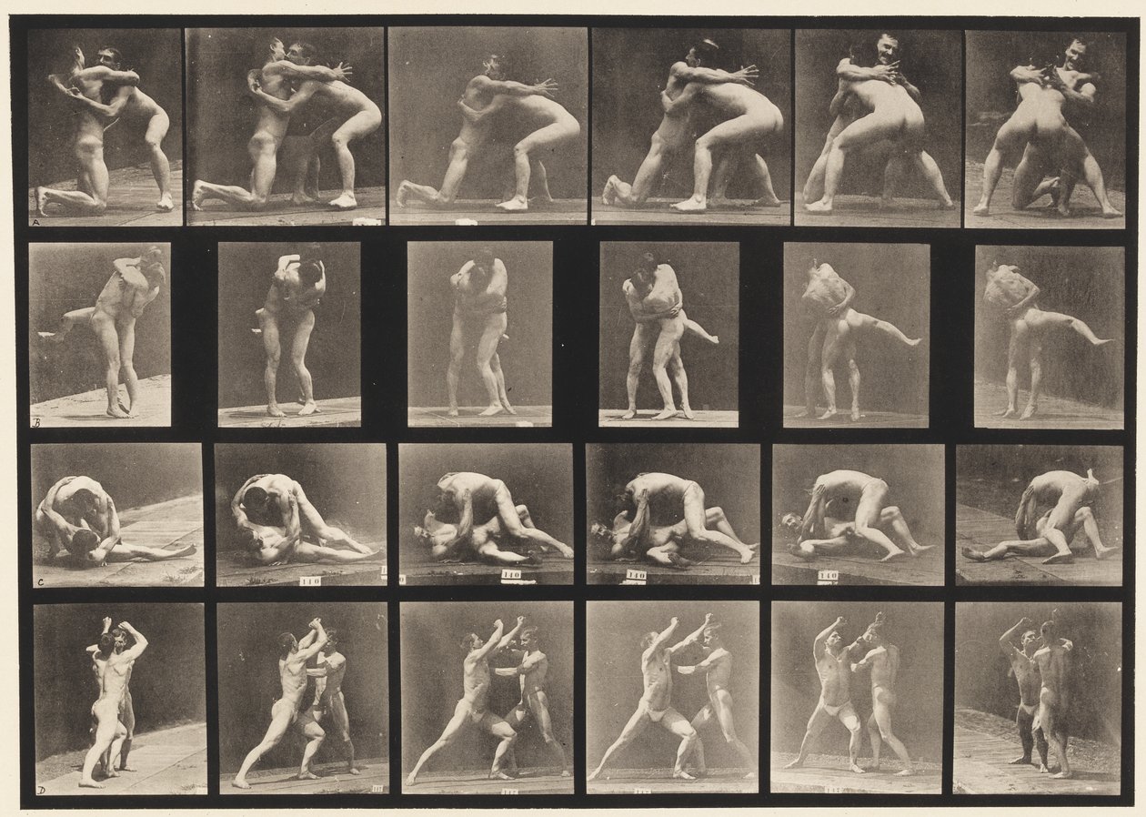 Talíř 520. A, 98 a 100 Zápas; B, 98 a 100 Wrestling od Eadweard Muybridge