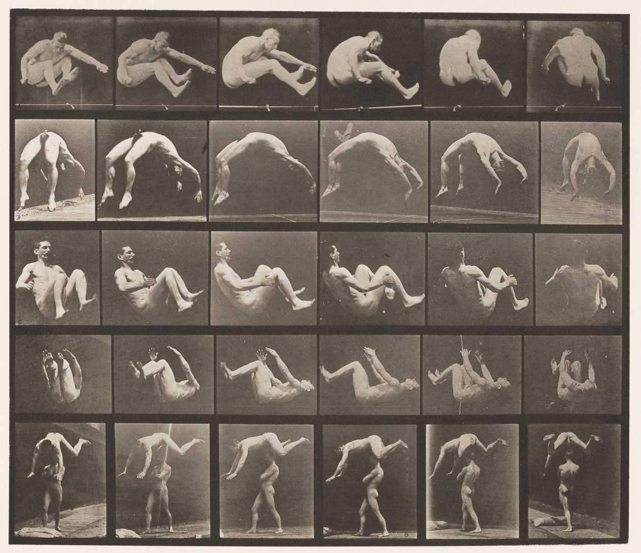 Talíř 522. A, 97 Skákání; B, 98 Handspring; C, 98 Salto od Eadweard Muybridge