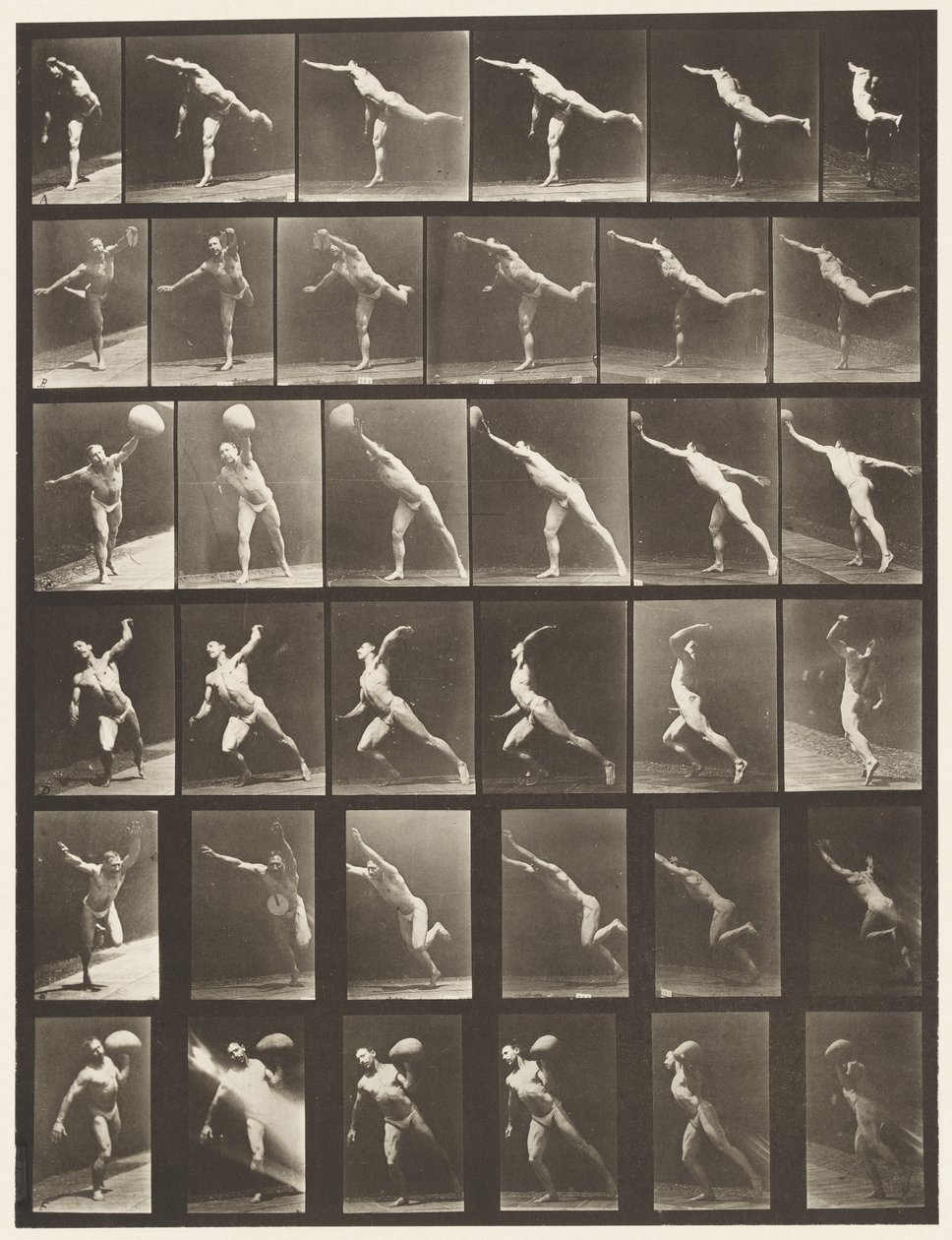 Talíř 523. A, Úderný úder; B, vrhací kotouč; od Eadweard Muybridge