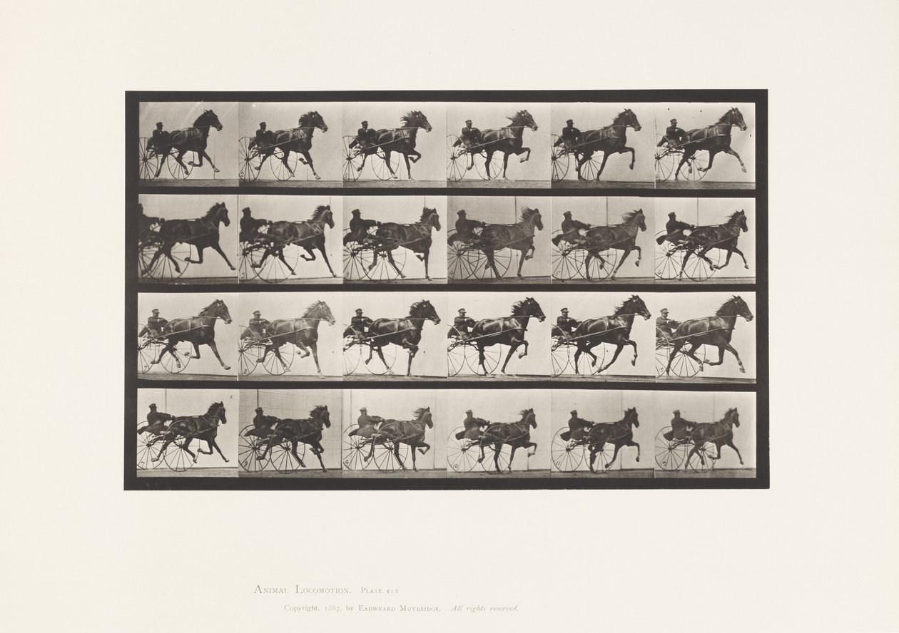 Talíř 613. Klusání; Sulky; Sorrel Mare Nellie Rose od Eadweard Muybridge