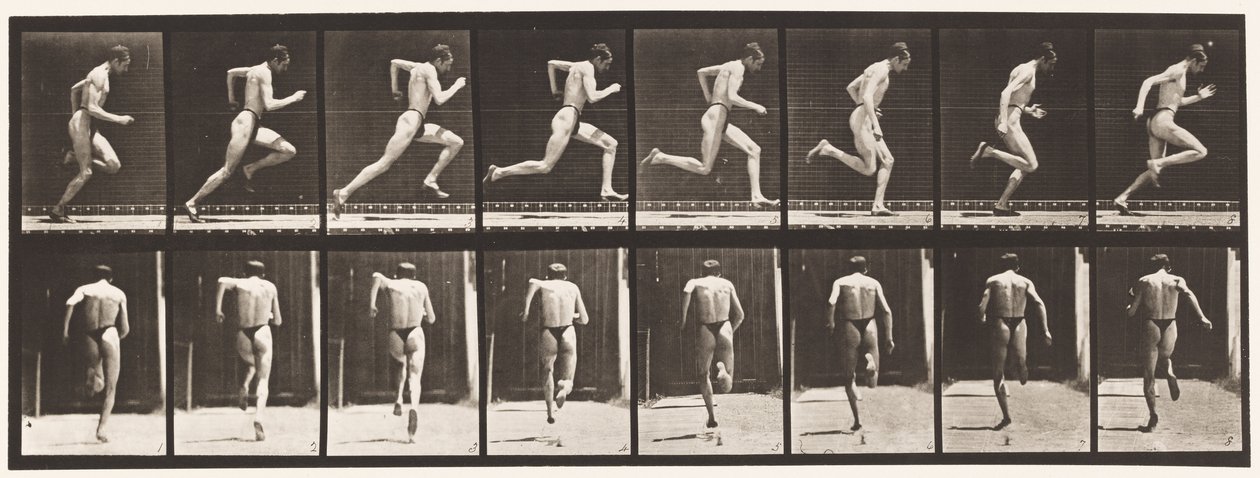 Talíř 61. Běží plnou rychlostí (nedokonalá akce, boty) od Eadweard Muybridge