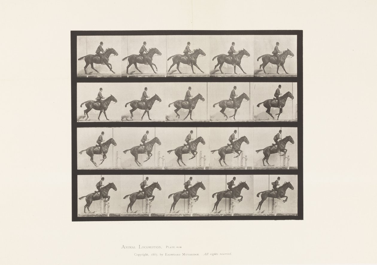 Talíř 636. Skok přes překážku; Sedlo; Příprava na skok od Eadweard Muybridge