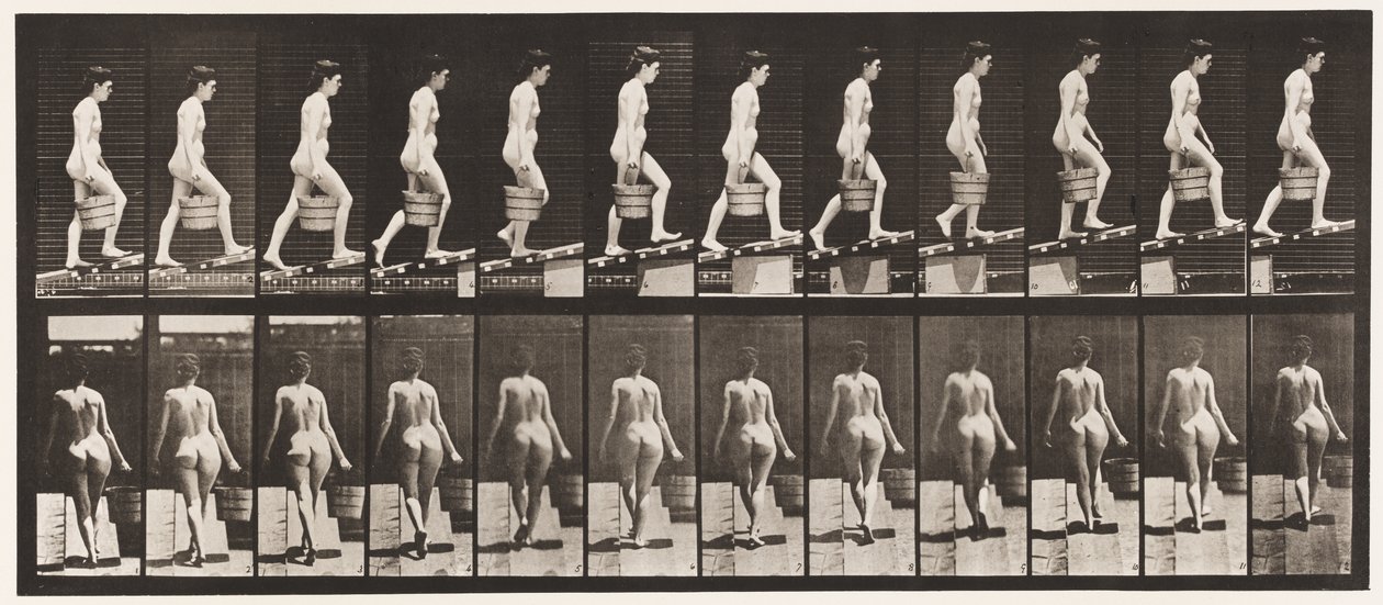 Talíř 83. Vzestupný sklon, vědro vody v pravé ruce od Eadweard Muybridge