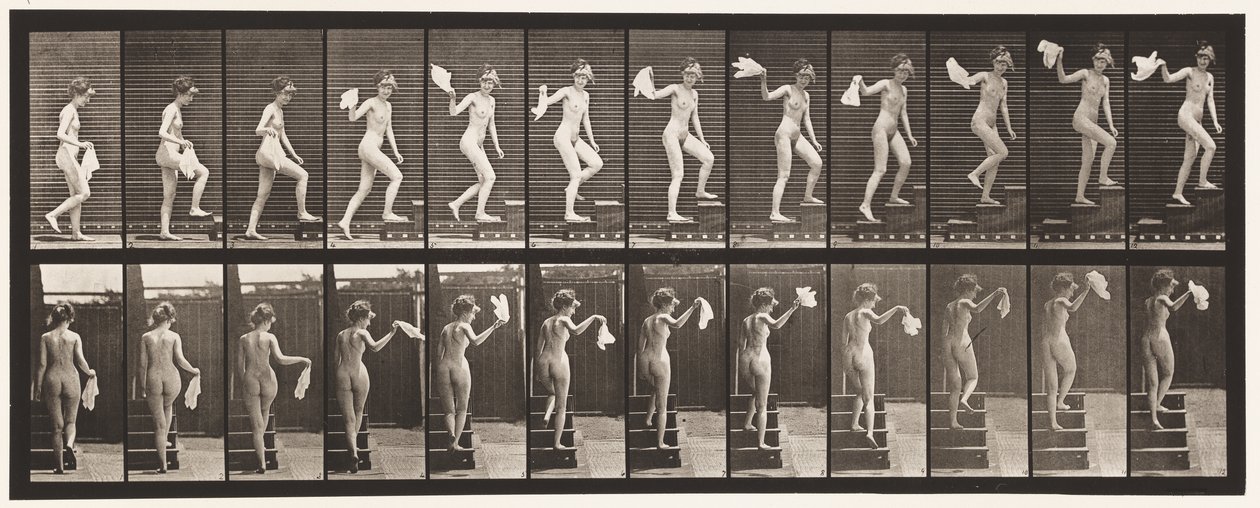Talíř 96. Vzestupné schody Rozhlížení se; Vlající kapesník od Eadweard Muybridge