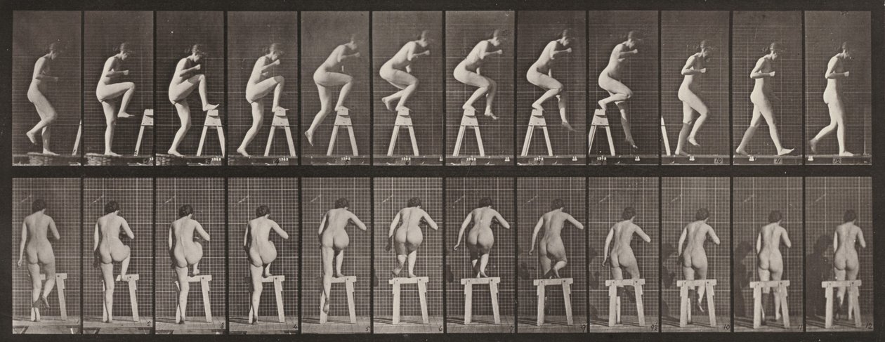 Tabulka číslo 178. Nastupování na kozlík a přes něj od Eadweard Muybridge