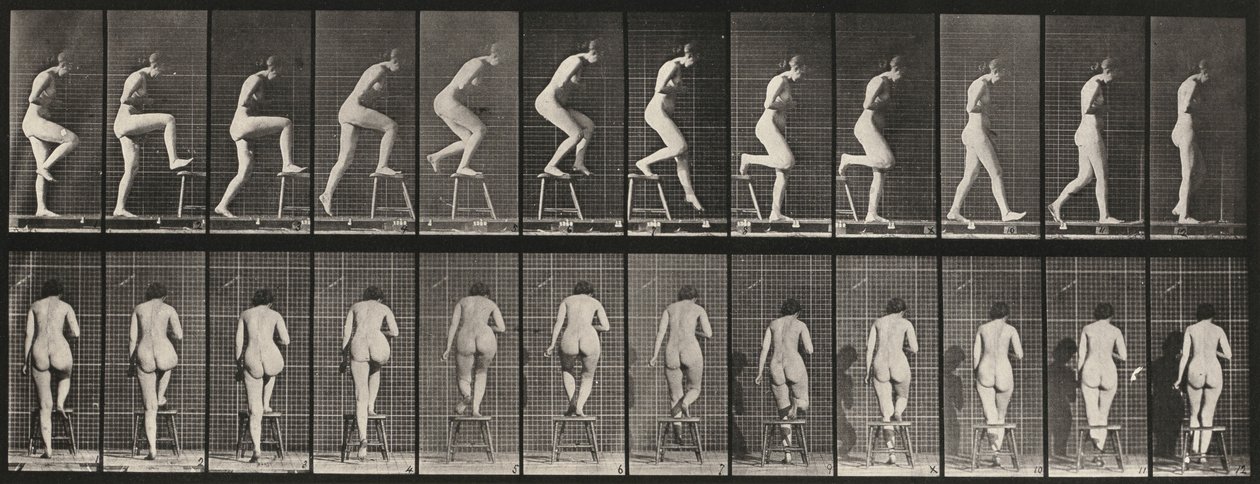Talíř číslo 180. Stoupání na židli a přes ni od Eadweard Muybridge