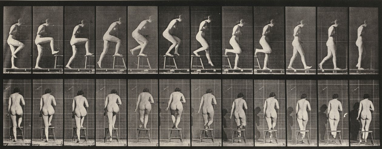 Tabulka číslo 180. Vystupování na židli a přes ni od Eadweard Muybridge