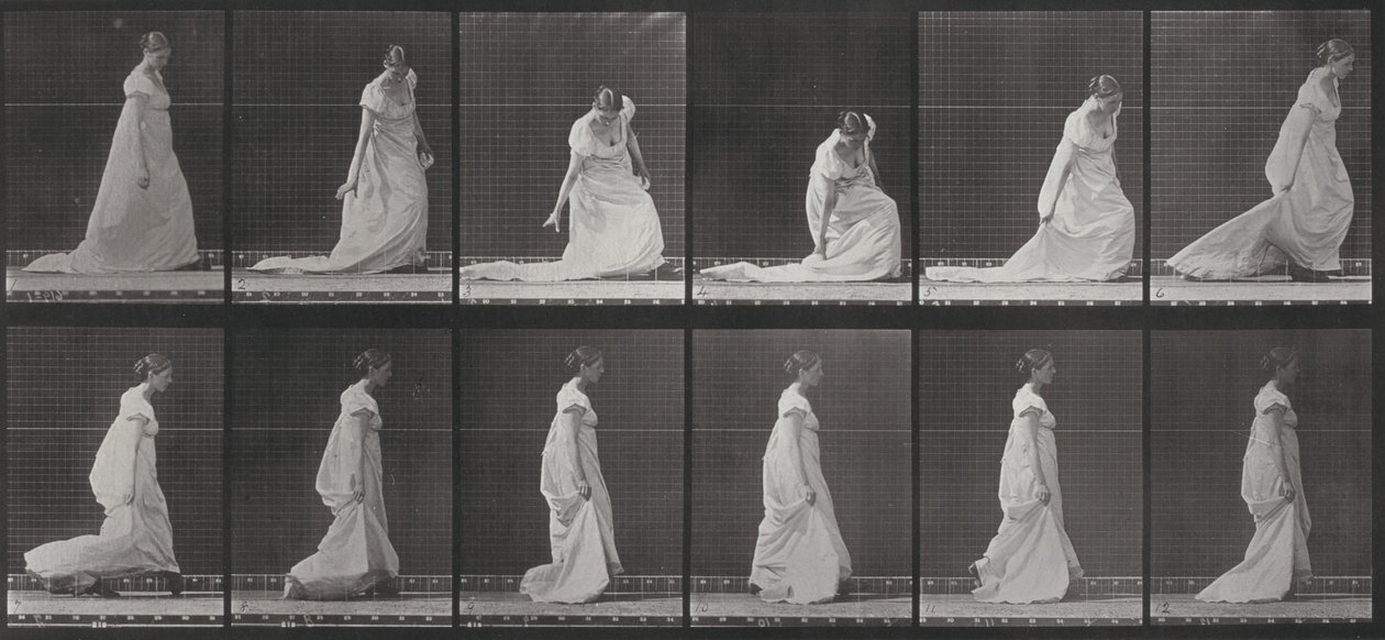 Tabulka číslo 207. Sehnutí a zvedání vlečky od Eadweard Muybridge