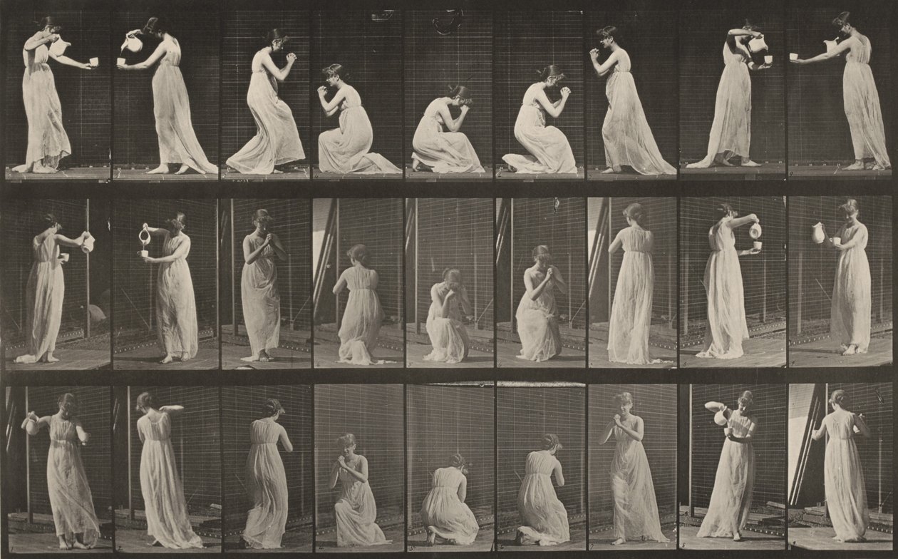 Tabule číslo 502. Různé polohy, předklon, klečení atd. od Eadweard Muybridge