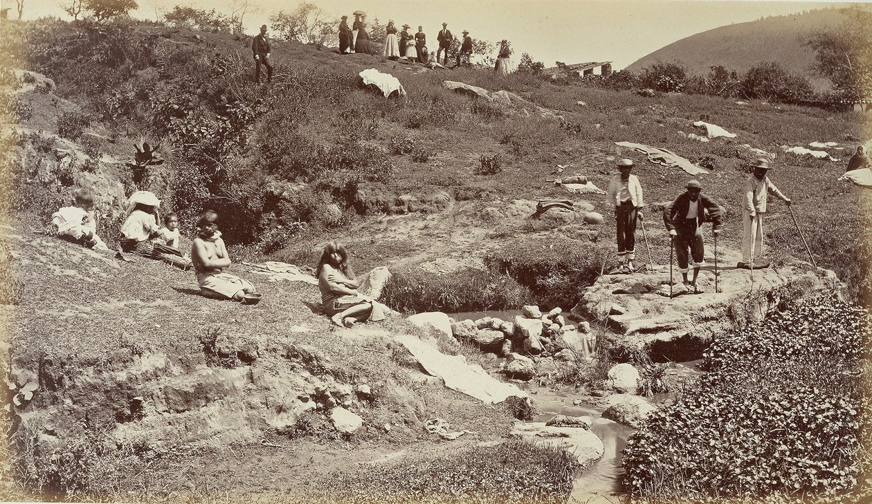 Stahování látky v Almolonga, Guatemala od Eadweard Muybridge