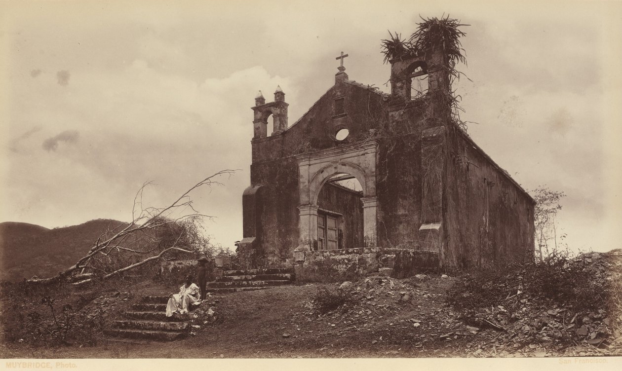 Zřícenina kostela San Miguel, Panama,1877 (foto) od Eadweard Muybridge