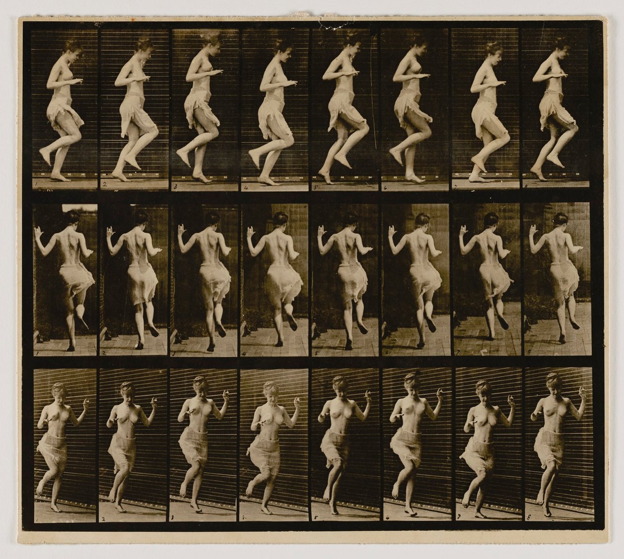 Žena pohybující se na jedné noze, z knihy Pohyb zvířat od Eadweard Muybridge