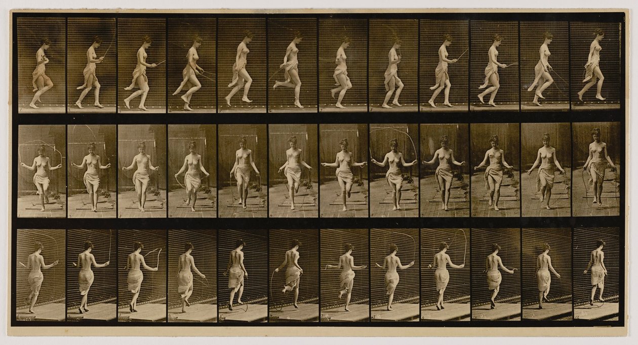Žena používající švihadlo, z knihy Pohyb zvířat od Eadweard Muybridge