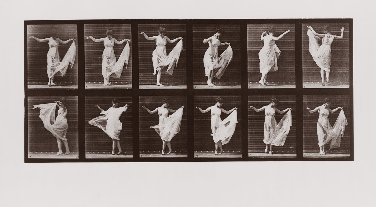 Tančící žena, Talíř 107 z Animal Locomotion, 1887 od Eadweard Muybridge