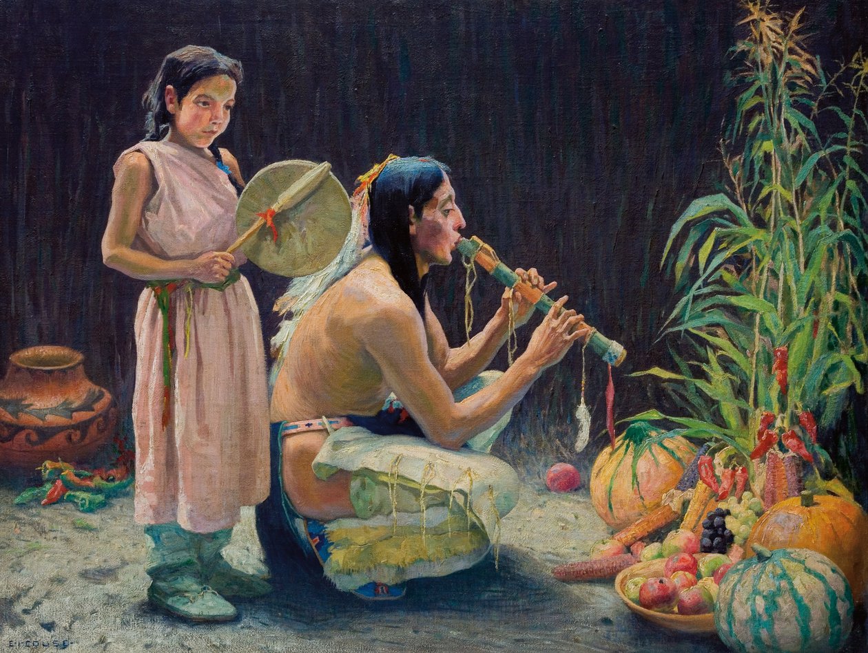 The Harvest Song, cca 1920 (olej na plátně) od Eanger Irving Couse