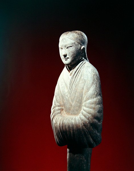 Detail náhrobní postavy, možná z provincie Shensi (hliněné zboží) od Eastern Han Dynasty Chinese School
