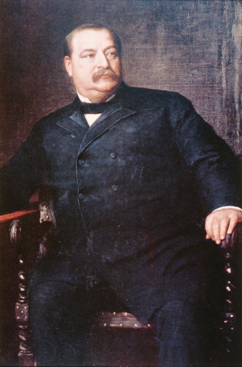 Grover Cleveland (1837-1908) (barevné lito) od Eastman (after) Johnson