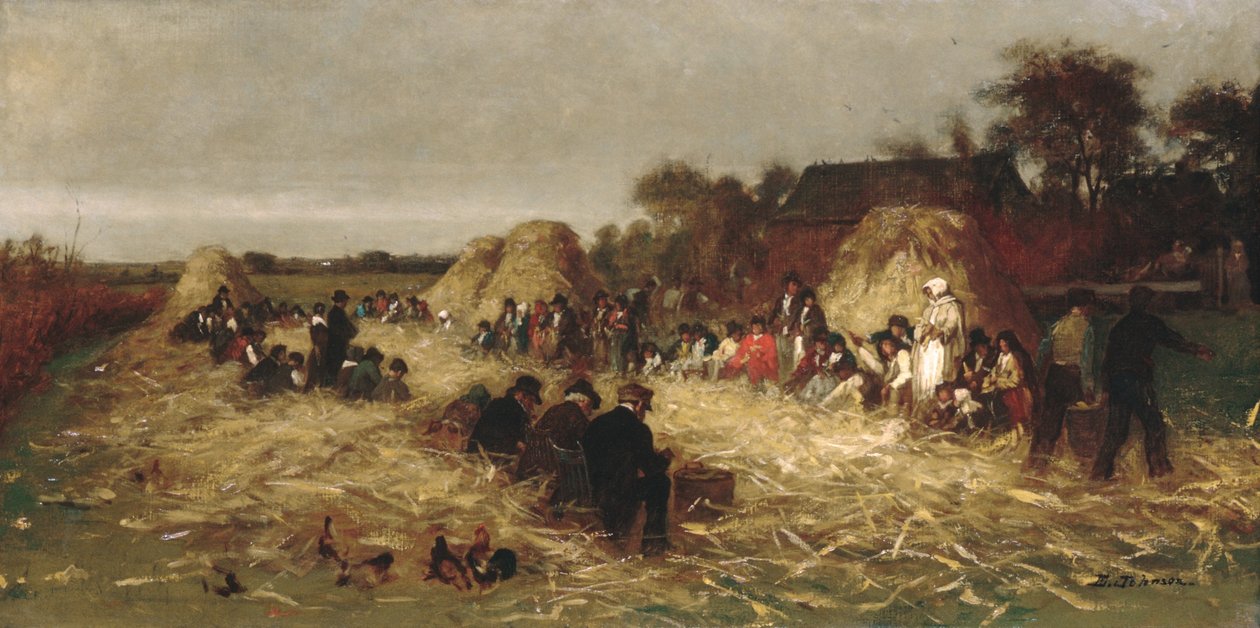 Loupání kukuřice na Nantucketu od Eastman Johnson
