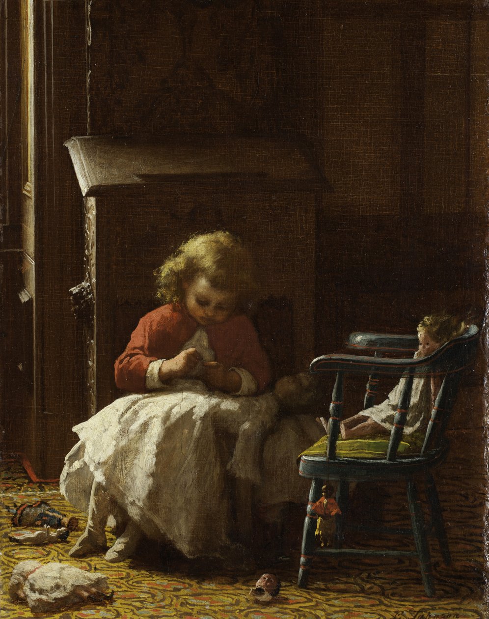 Rodinná péče, 1873 od Eastman Johnson