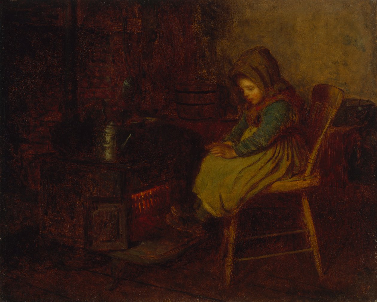 Domov a teplo, 1863 (olej na desce akademie) od Eastman Johnson