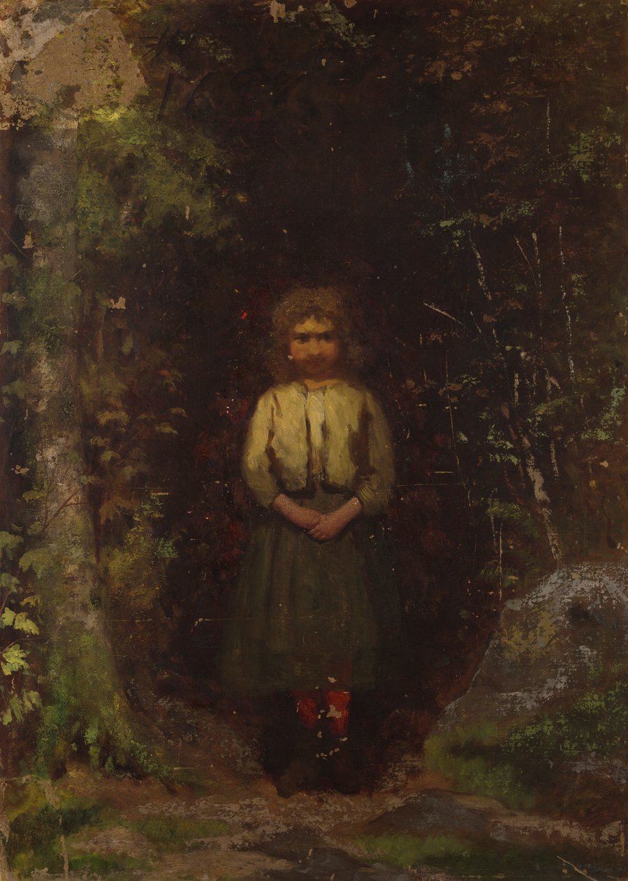 Na svahu (recto); Dívka v lese (verze) od Eastman Johnson