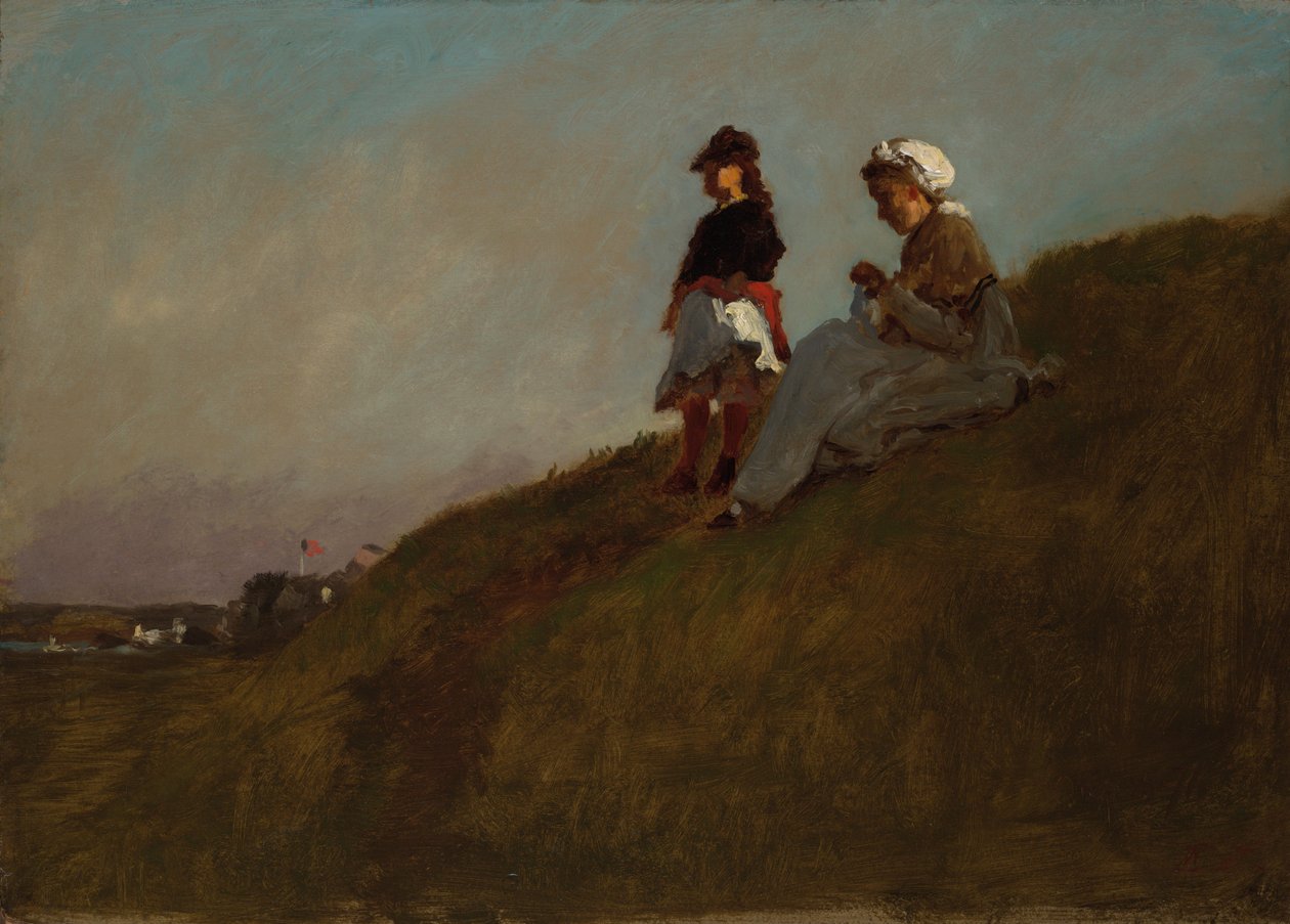 Na svahu (líc); Dívka v lese (rub) od Eastman Johnson