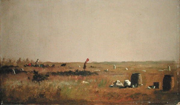 Studie pro sběrače brusinek (olej na palubě) od Eastman Johnson