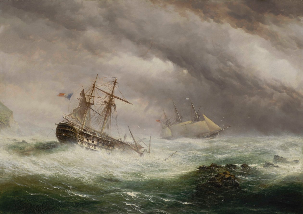 HMS Endymion zachraňující francouzský dvoupatrový od Ebenezer Colls