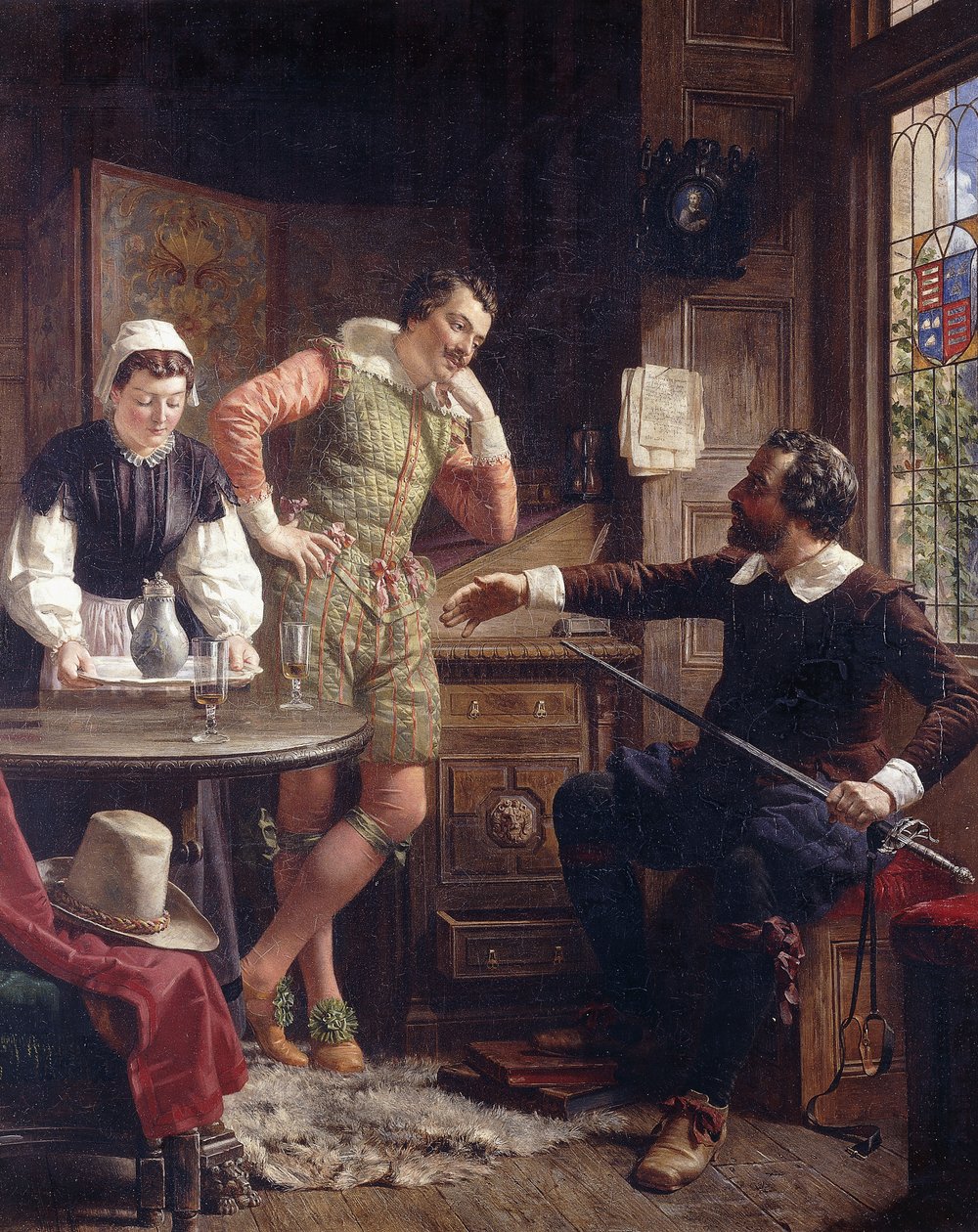 Ben Jonson popisuje svůj Duel to Drummond v Hawthornden, od Ebenezer Crawford