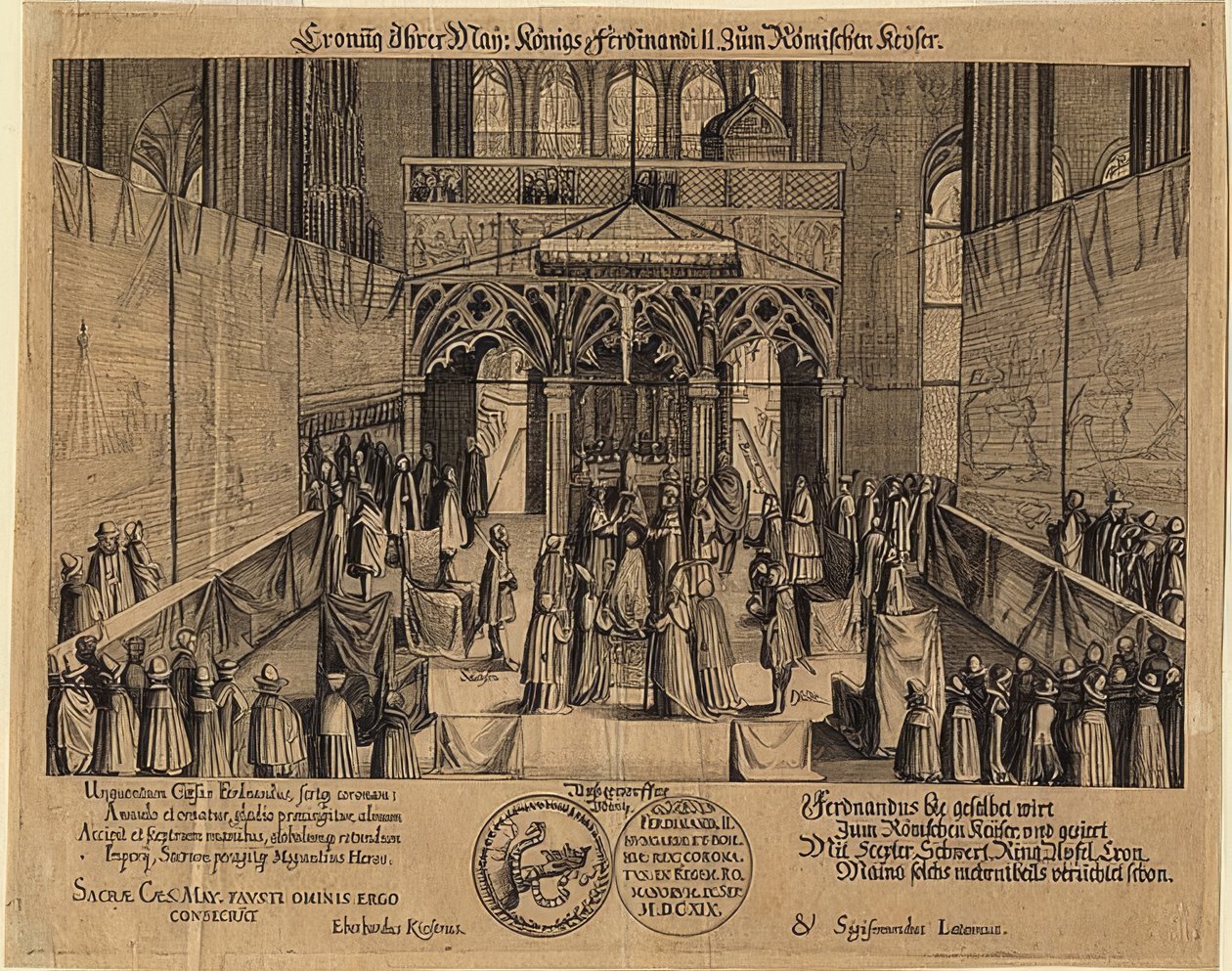 Korunovace krále Ferdinanda II. římským císařem. 1619 od Eberhard Kieser