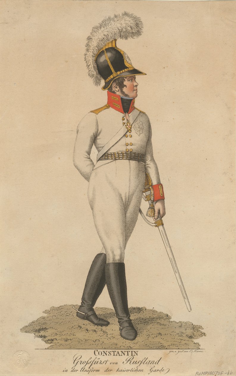 Portrét velkovévody Konstantina Pavloviče z Ruska 1779-1831, 1807 od Eberhard Siegfried Henne