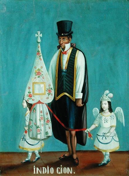 Indio Cion, kolem roku 1875 (olej na plátně na palubě) od Ecuadorian School