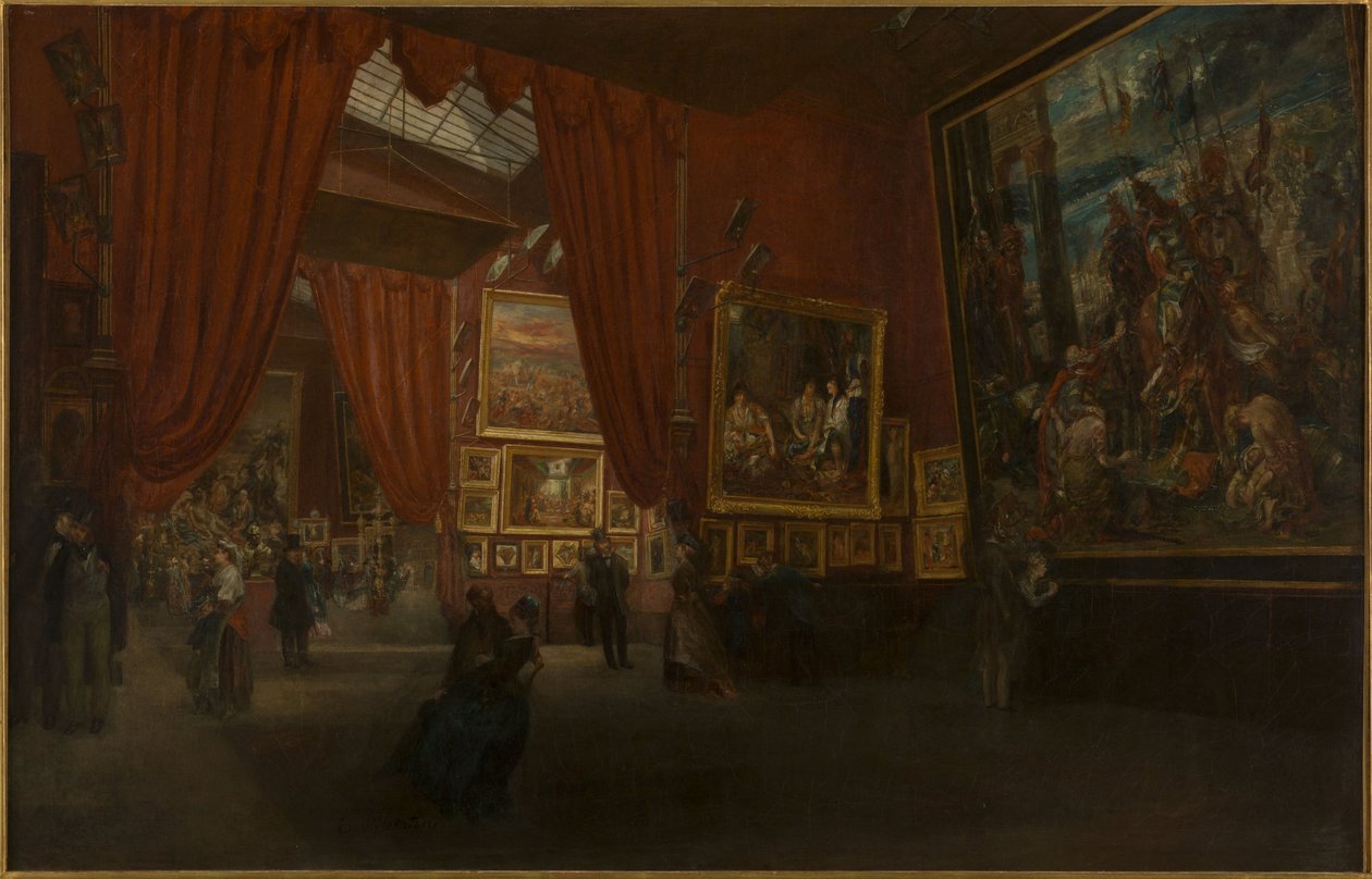 Výstava děl Eugèna Delacroixe v Galerii Martinet, boulevard des Italiens, v roce 1864, v roce 1864 (olej) od Ed. Albertini