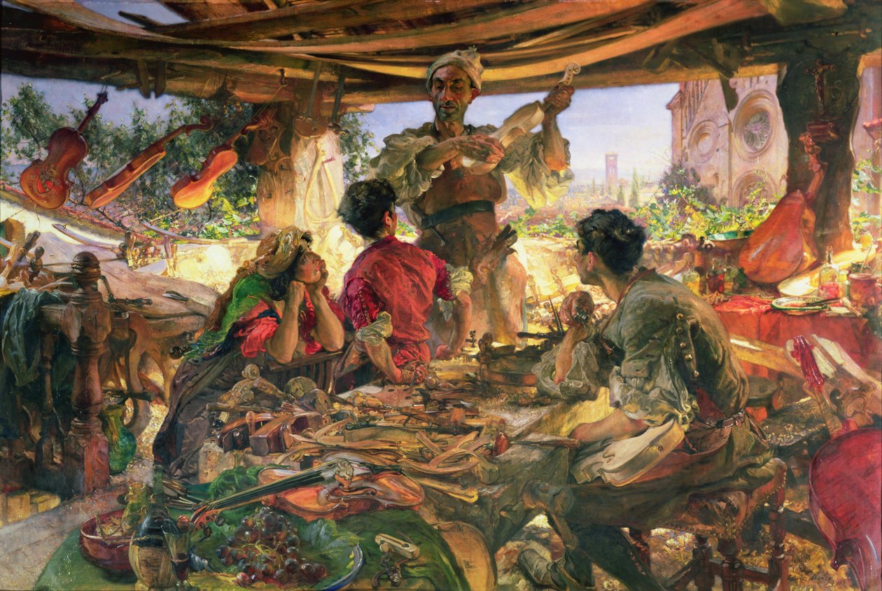 Stradivarius ve své dílně v Cremoně, 1913 od Edgar Bundy