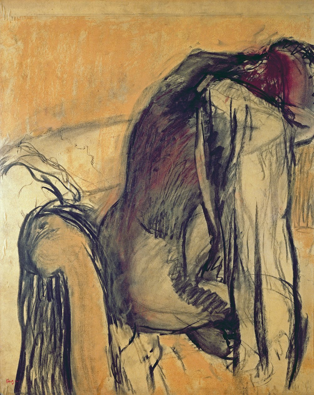 Po koupeli, 1905-7, (kvaš) od Edgar Degas