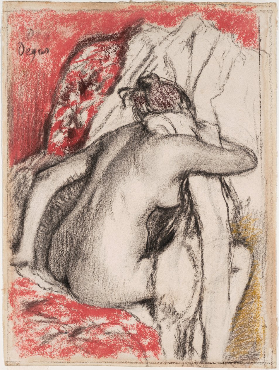 Poté, co se žena sedící ve vaně sama suší od Edgar Degas