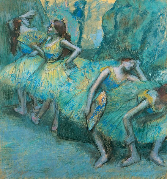 Baletní tanečníci v křídlech od Edgar Degas