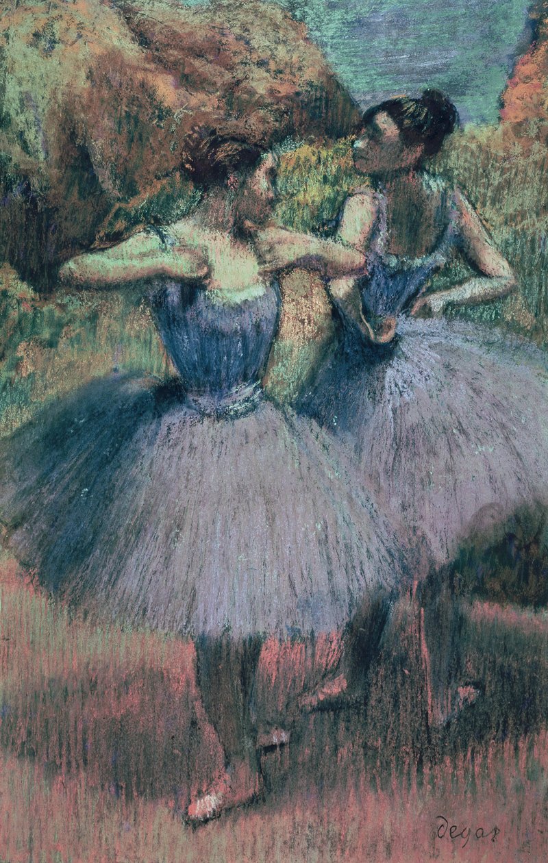 Tanečníci ve fialové (pastel na papíře) od Edgar Degas
