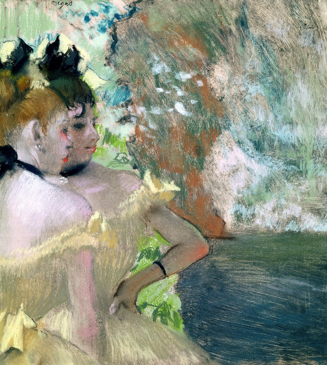 Tanečníci v křídlech (pastel na papíře) od Edgar Degas