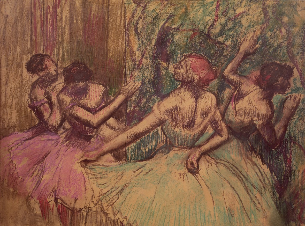 Tanečníci na křídlech, kolem 1897-1901 (uhl a pastel na papíře) od Edgar Degas