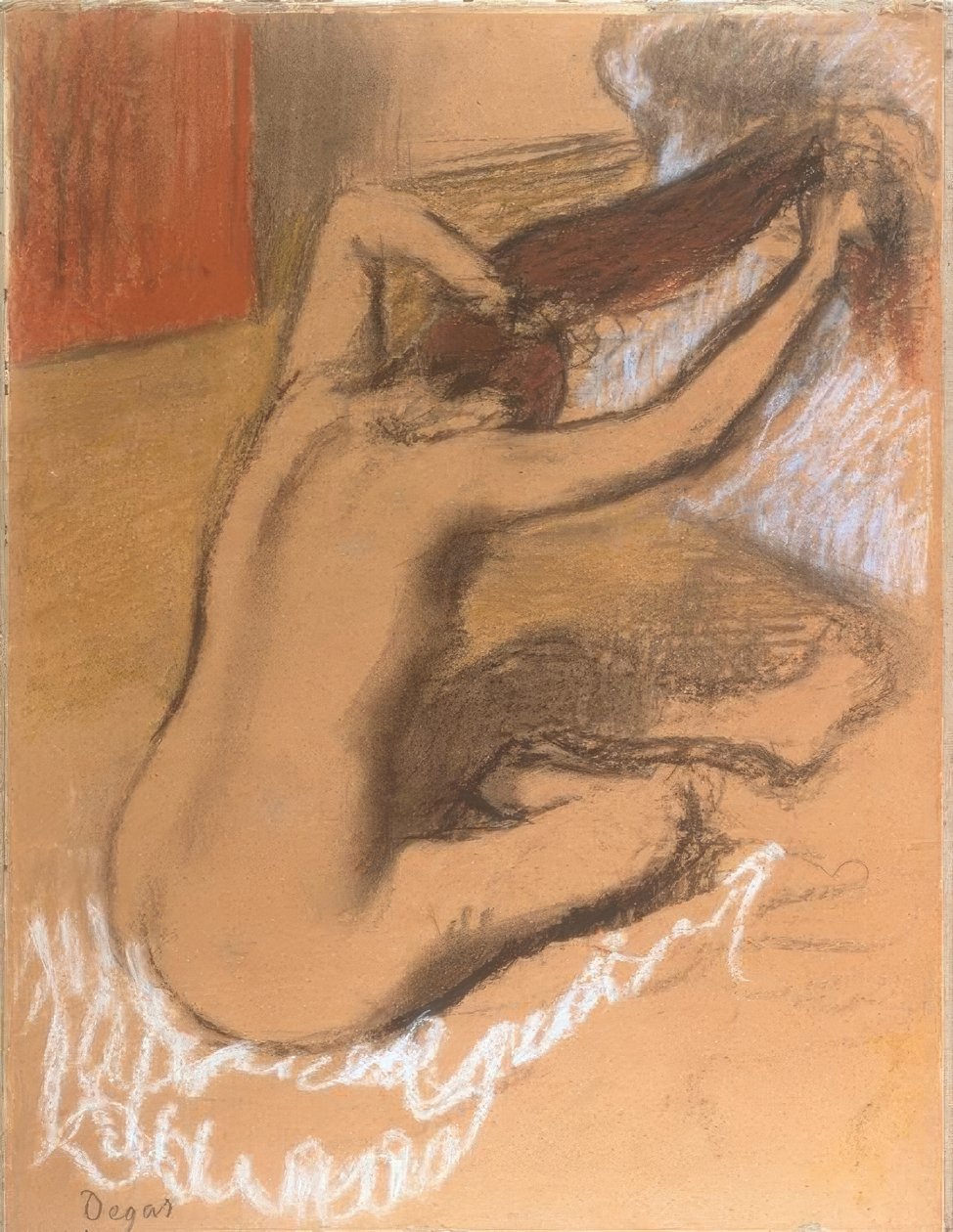 Žena si česá vlasy od Edgar Degas