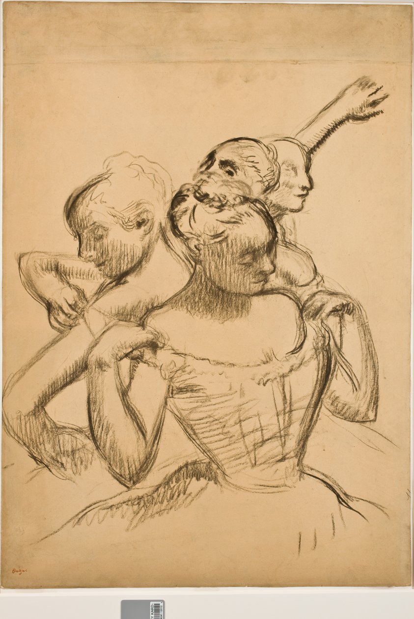 Skupina čtyř tanečníků, kolem roku 1902 (uhl na papíře tónovaném manila) od Edgar Degas
