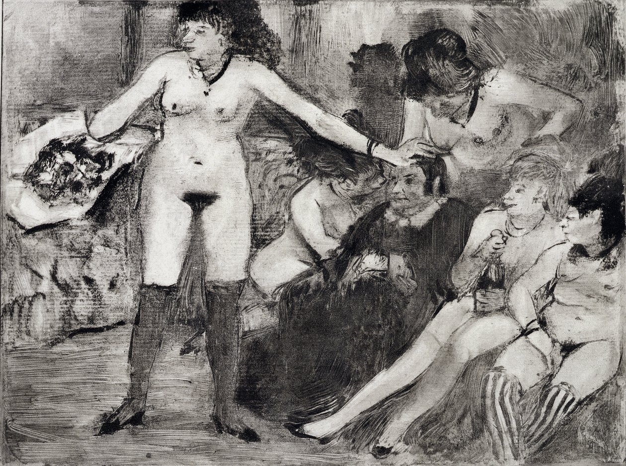 Ilustrace z „La Maison Tellier“ od Guye de Maupassanta (1850-93) vyrytý Maurice Potinem, 1933 od Edgar Degas