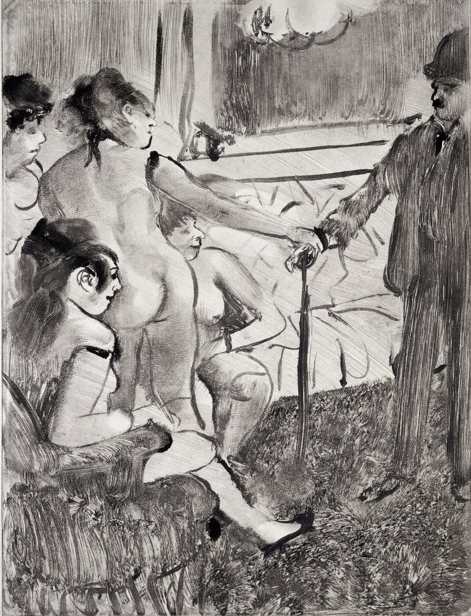 Ilustrace z „La Maison Tellier“ od Guye de Maupassanta (1850-93) vyrytý Maurice Potinem, 1933 od Edgar Degas