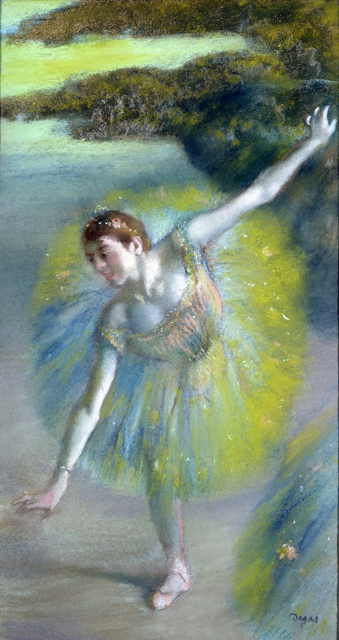 Le pas sur la scene (pastel na papíře) od Edgar Degas
