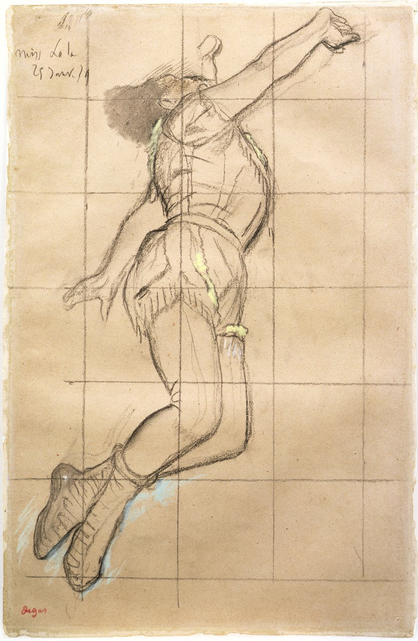 Slečna La La v Cirque Fernando, 1879 (černá křída a pastel na papíře) od Edgar Degas