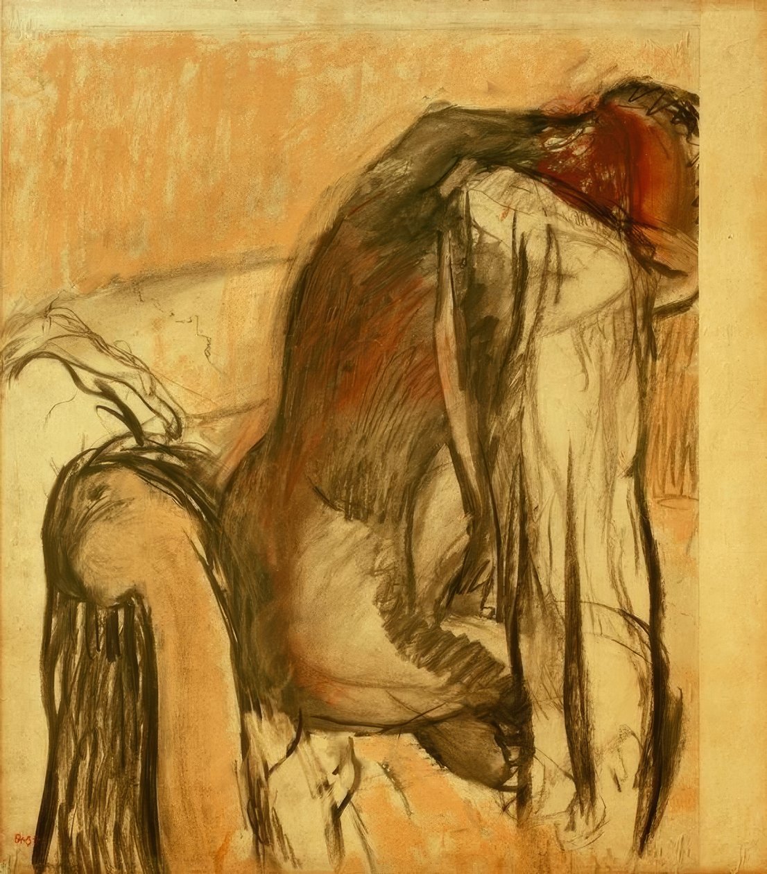 Po koupeli; žena se suší od Edgar Degas