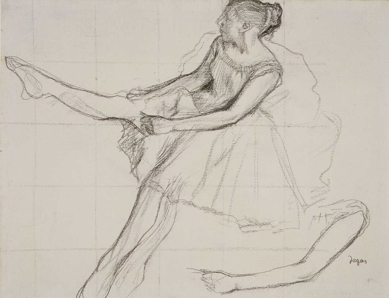 PD.23-1978 Tanečnice upravující si punčochy, cca 1880 (tužka a uhel na papíře) od Edgar Degas