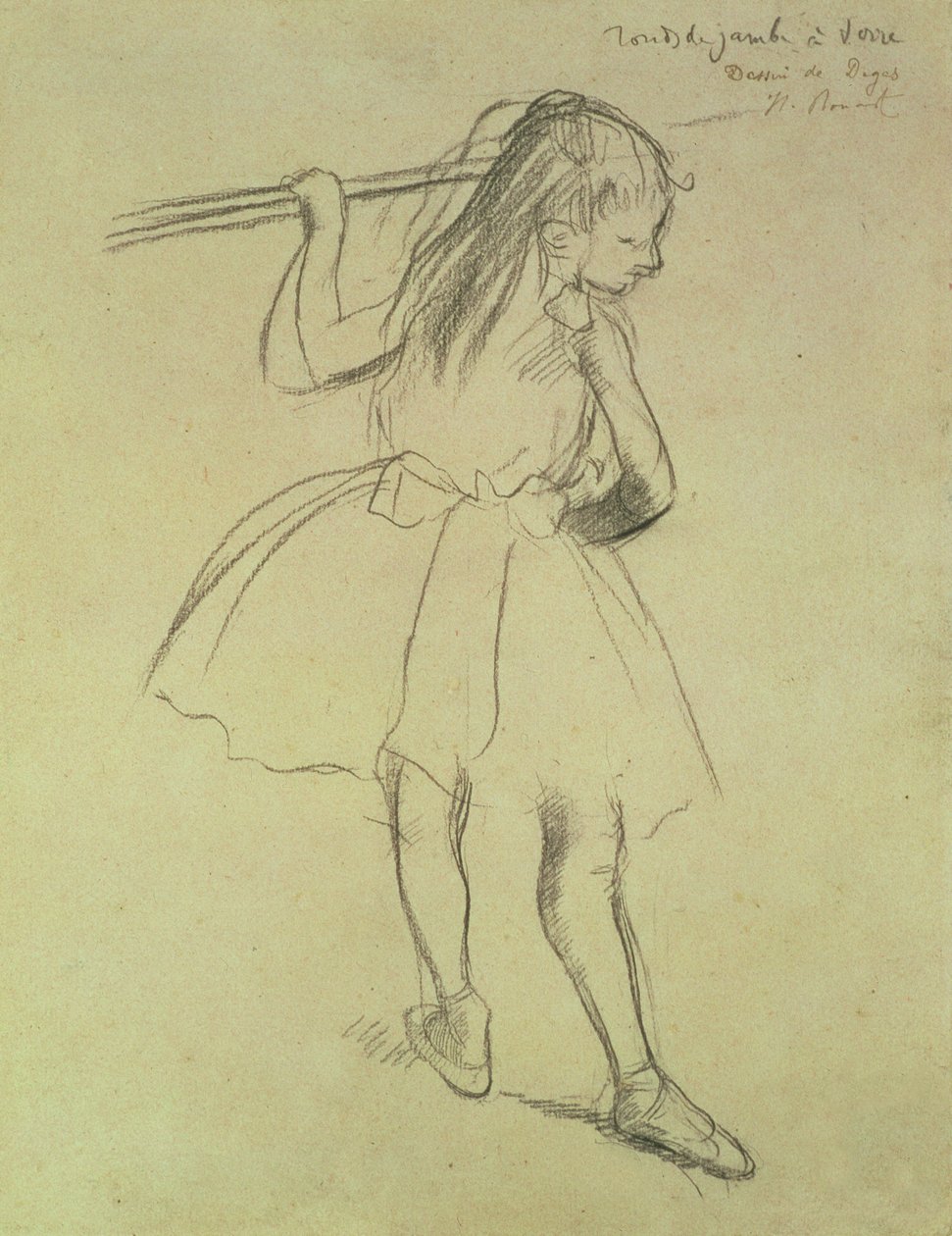 PD.32-1978 Girl Dancer at the Barre, cca 1878 (černá křída) od Edgar Degas